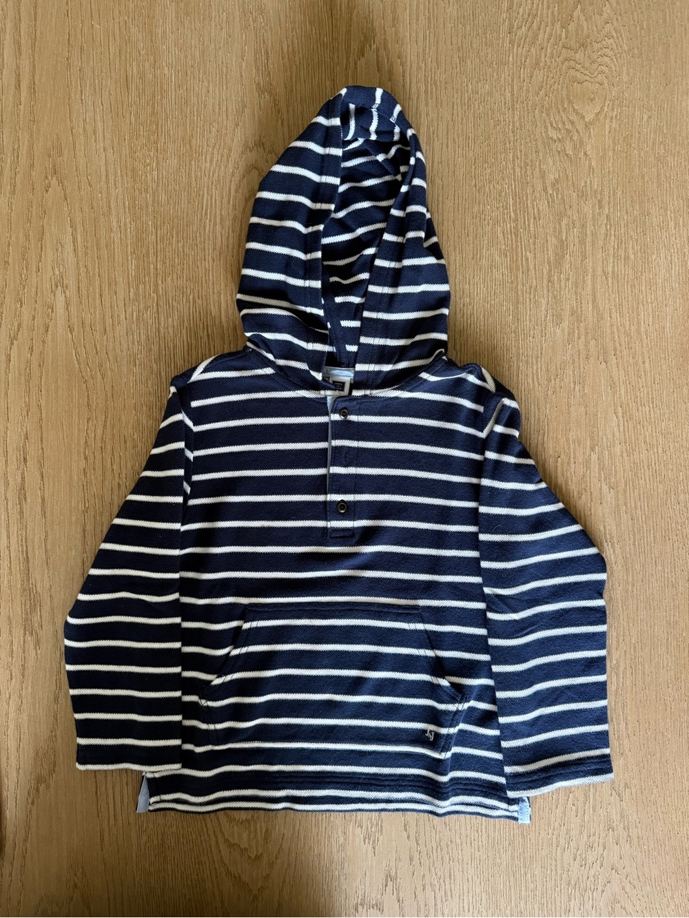 Janie and Jack Boys Navy and White Striped Hooded Lightweight Sweatshirt Sz 5